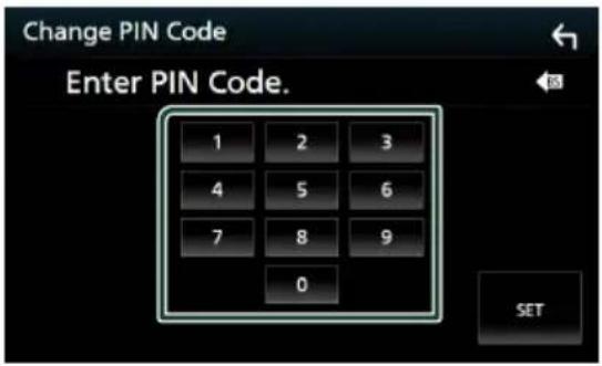 Change PIN Code Enter PIN Code. 1 2 3 4 5 6 7 8 9 0 SET