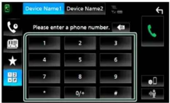 Device Name1 Device Name2 TEL Please enter a phone number. 1 2 3 4 5 6 7 8 9 * 0/+ #