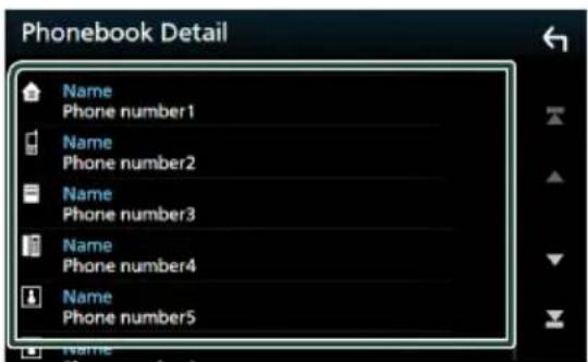 Phonebook Detail Name Phone number1 Name Phone number2 Name Phone number3 Name Phone number4 Name Phone number5