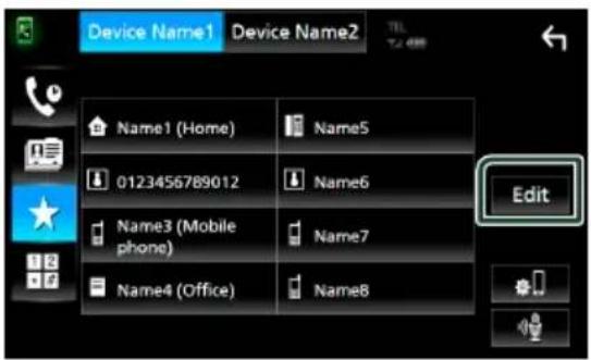 Device Name1 Device Name2 Name1 (Home) Name5 0123456789012 Name6 Name3 (Mobile phone) Name7 Name4 (Office) Name8 Edit