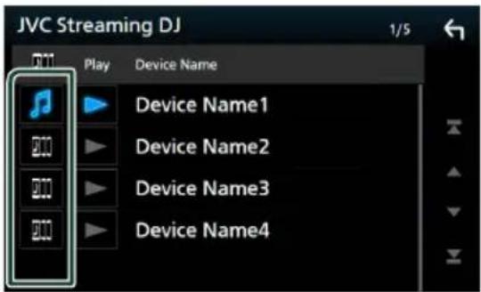 JVC Streaming DJ 1/5 Play Device Name Device Name1 Device Name2 Device Name3 Device Name4
