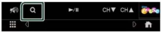 Mobile app interface toolbar with search button and menu options