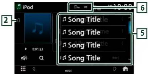 iPod 2 0:01:23 Music Song Title Song Title Song Title Song Title 6 5