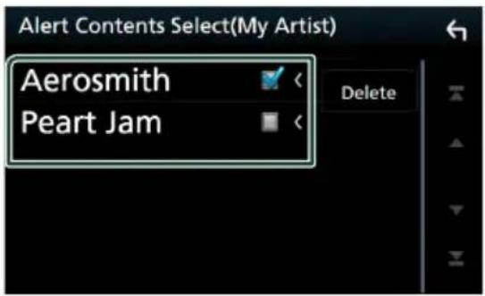 Alert Contents Select(My Artist) Aerosmith Peart Jam Delete