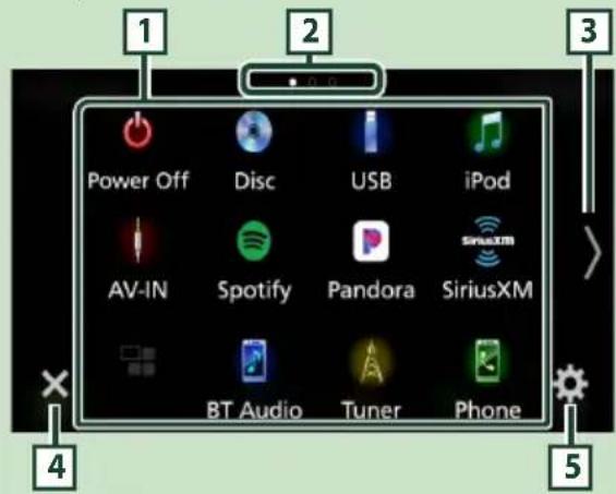 Power Off Disc USB iPod AV-IN Spotify Pandora SiriusXM BT Audio Tuner Phone