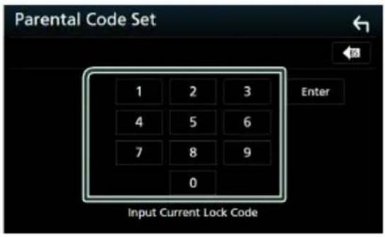 Parental Code Set 1 2 3 4 5 6 7 8 9 0 Enter Input Current Lock Code