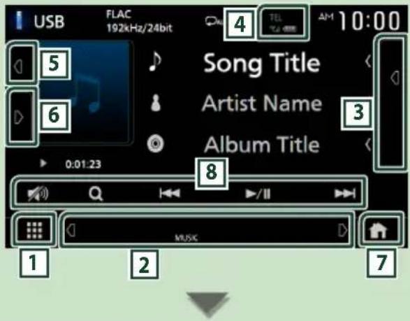 USB FLAC 192kHz/24bit 4 TEL AM 10:00 5 6 Song Title Artist Name Album Title 0:01:23 8 MUSIC