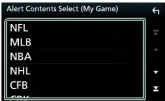Alert Contents Select (My Game) NFL MLB NBA NHL CFB
