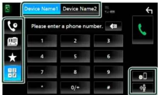 Device Name1 Device Name2 Please enter a phone number. 1 2 3 4 5 6 7 8 9 * 0/+ # 春门
