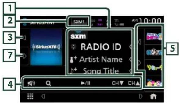 1 2 3 4 5 SiriusXm SXM1 sxm RADIO ID + Artist Name + Song Title Q CH▼ CH▲