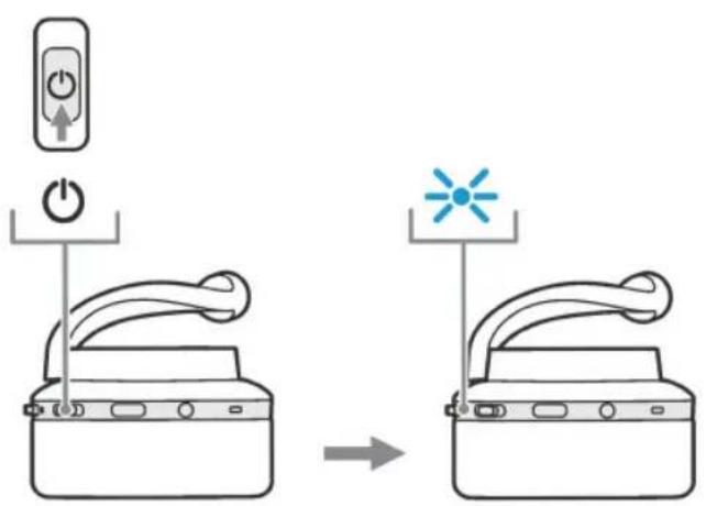 Diagram showing power switch operation with labeled components and directional arrow