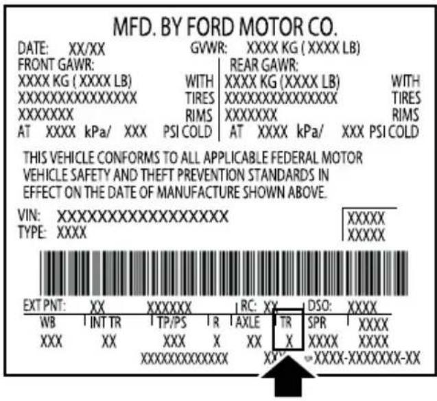FORD F-250 Super Duty (2017) - TRANSMISSION CODE DESIGNATION - 1