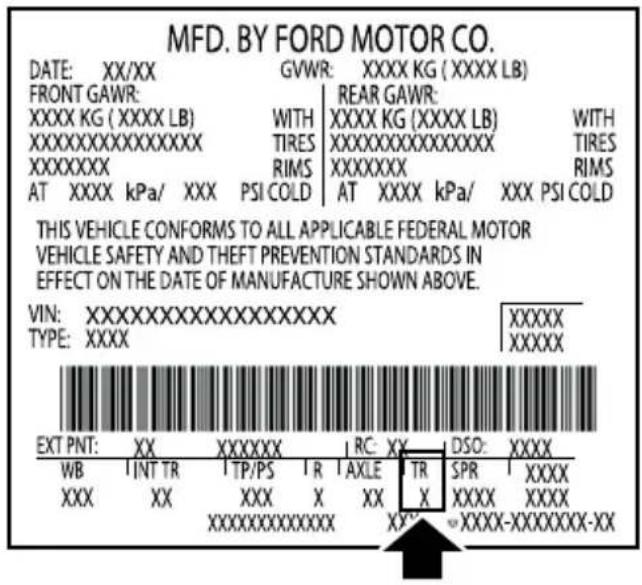FORD F-450 Super Duty (2020) - TRANSMISSION CODE DESIGNATION - 1
