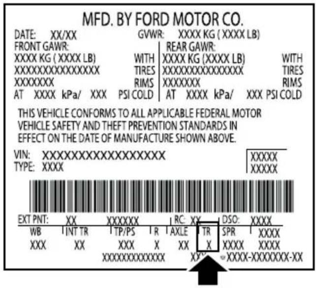 FORD F-350 Super Duty (2019) - TRANSMISSION CODE DESIGNATION - 1