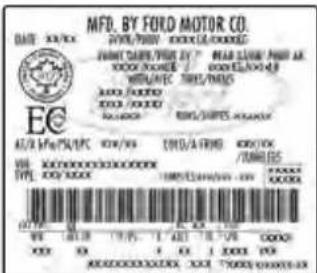 FORD F-350 Super Duty (2019) - Safety Compliance Certification Label Example: - 2