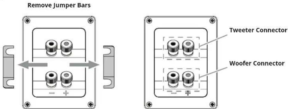 Remove Jumper Bars Tweeter Connector Woofer Connector