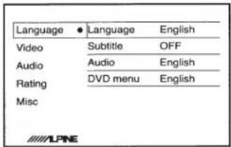 Language Video Audio Rating Misc Language English Subtitle OFF Audio English DVD menu English ////LPNE