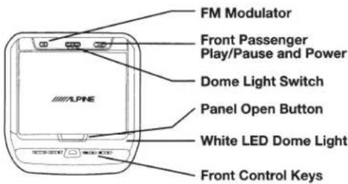 FM Modulator Front Passenger Play/Pause and Power Dome Light Switch Panel Open Button White LED Dome Light Front Control Keys