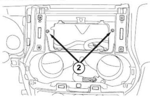 Technical diagram of a vehicle dashboard with labeled components and numbered parts