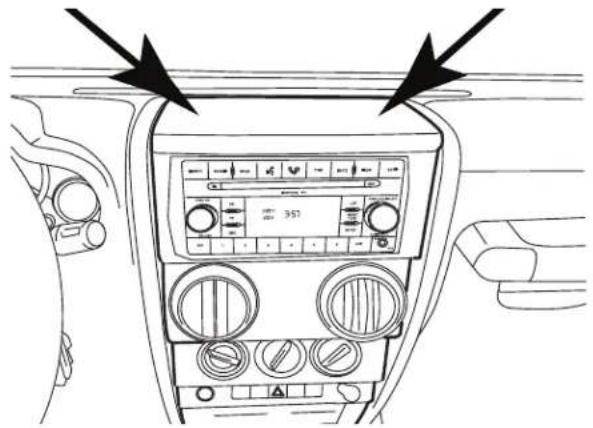 Diagram of car air conditioning control panel with directional arrows and display screen showing 357 units