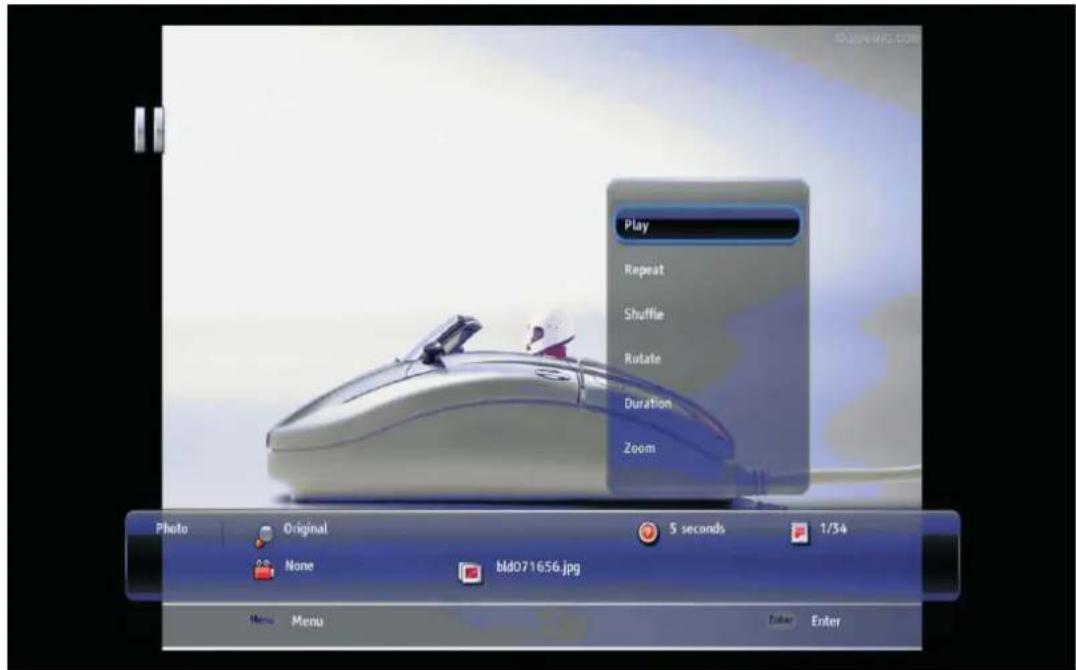Play Repeat Shuffle Rotate Duration Zoom Photo Original 5 seconds 1/34 None Bld071656.jpg Menu Menu Enter OK Enter