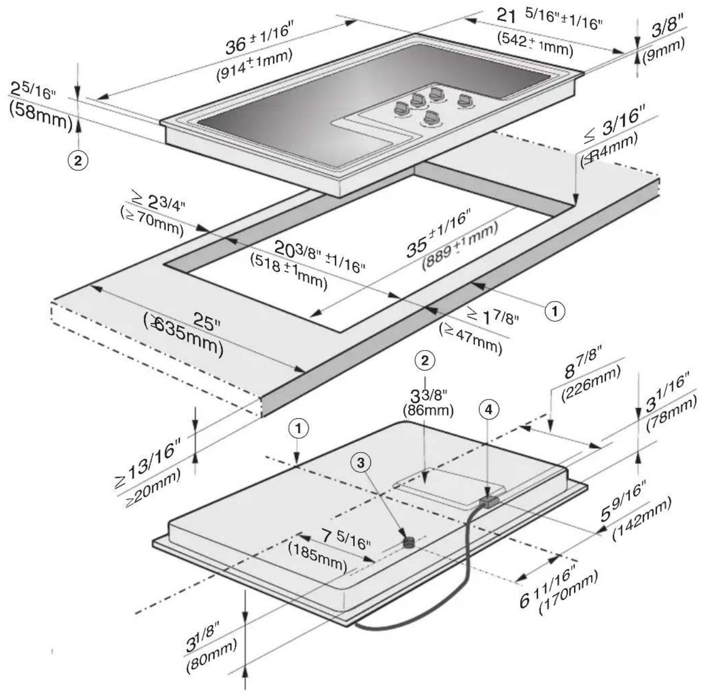 MIELE KM 3474 G - Installation dimensions - 2