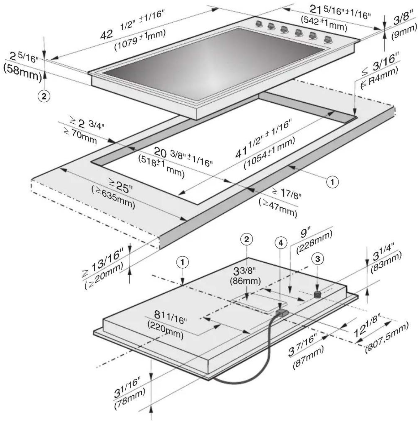 MIELE KM 3474 G - Installation dimensions - 3