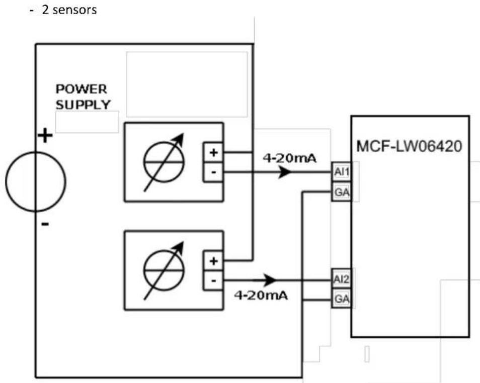 MCF88 MCF-LW06420D - Connection examples for current inputs: - 2