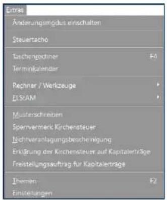 Buhl Tax 2019 - Das Menü Extras - 1