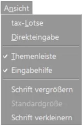Buhl Tax 2019 - Das Menü Ansicht - 1