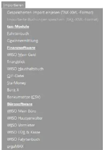 Buhl Tax 2019 - Das Menü Importieren - 1