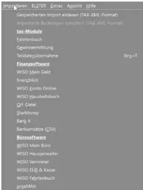 Buhl Tax 2020 - Das Menü Importieren - 1