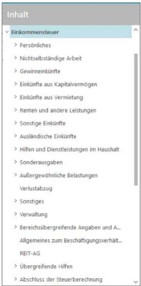 Buhl Tax 2020 - Die Navigationsleiste - 1