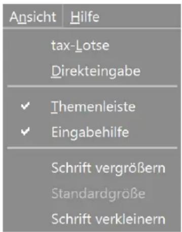 Buhl Tax 2020 - Das Menü Ansicht - 1