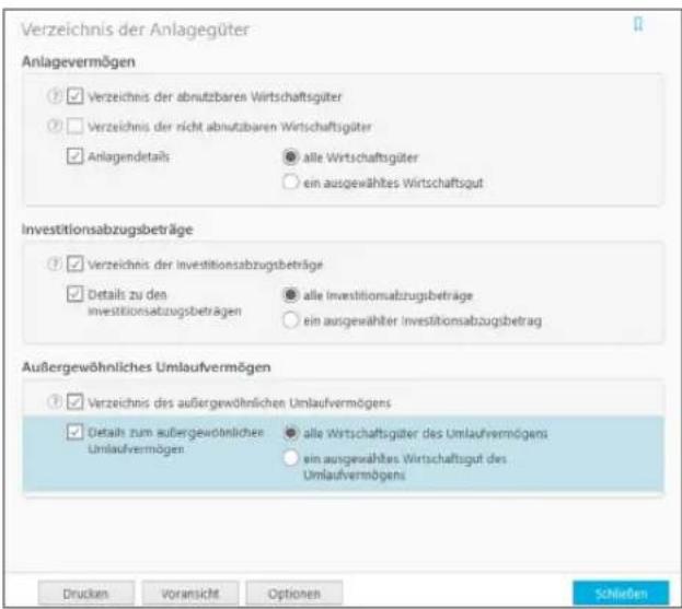 Buhl Tax 2020 - Verzeichnis der Anlagegüter - 1