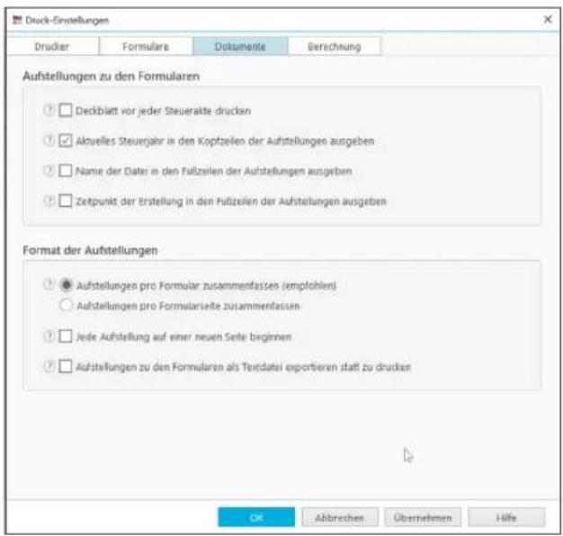 Buhl Tax 2020 - Wählen Sie im Register Formulare, ob Sie auf Blankopapier oder in die amtlichen Formularbögen drucken möchten. - 2