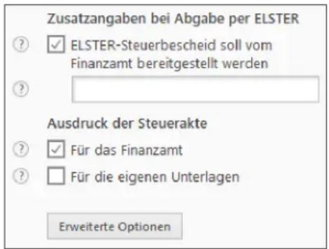 Buhl Tax 2020 - Zusatzangaben bei Abgabe per ELSTER - 1