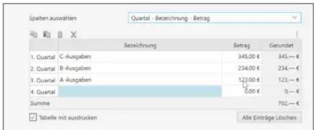 Buhl Tax 2020 - Arbeiten mit Tabellen - 3