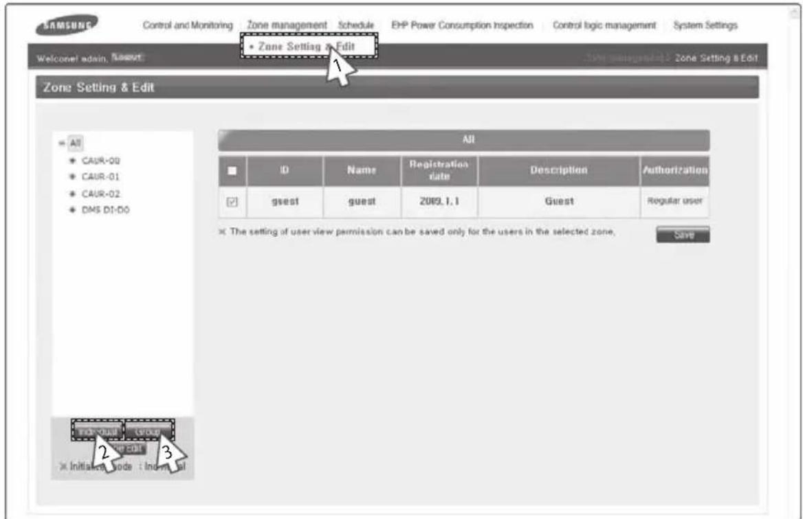 SAMSUNG MIM-B17 - Zone Setting &amp; Edit – Individual/Group Initialization - 1
