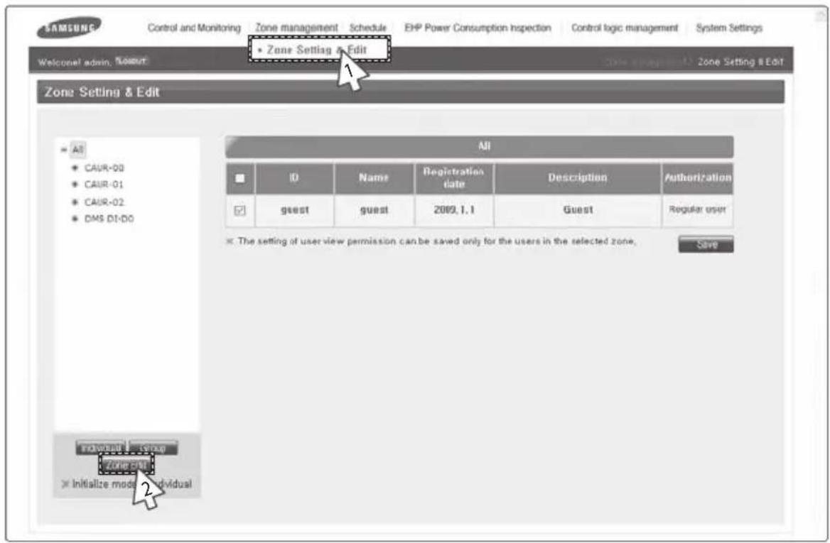 SAMSUNG MIM-B17 - Zone Setting &amp; Edit – Zone Edit - 1