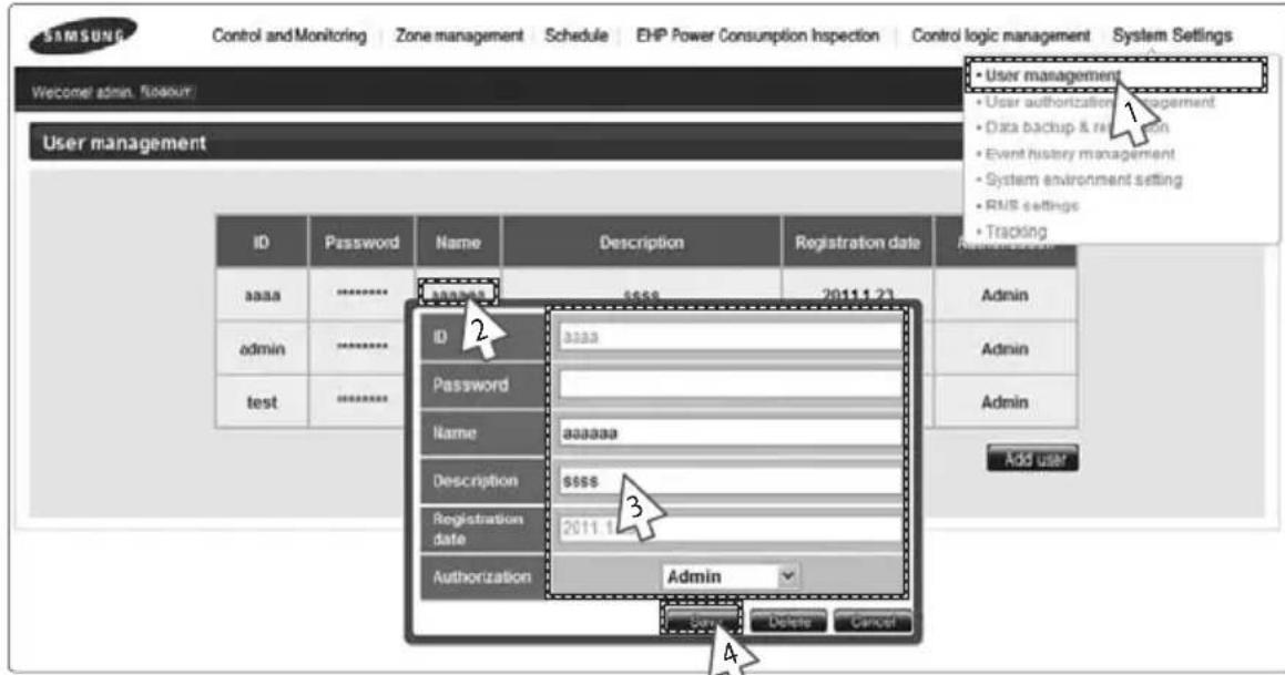 SAMSUNG MIM-B17 - Editing a User - 1