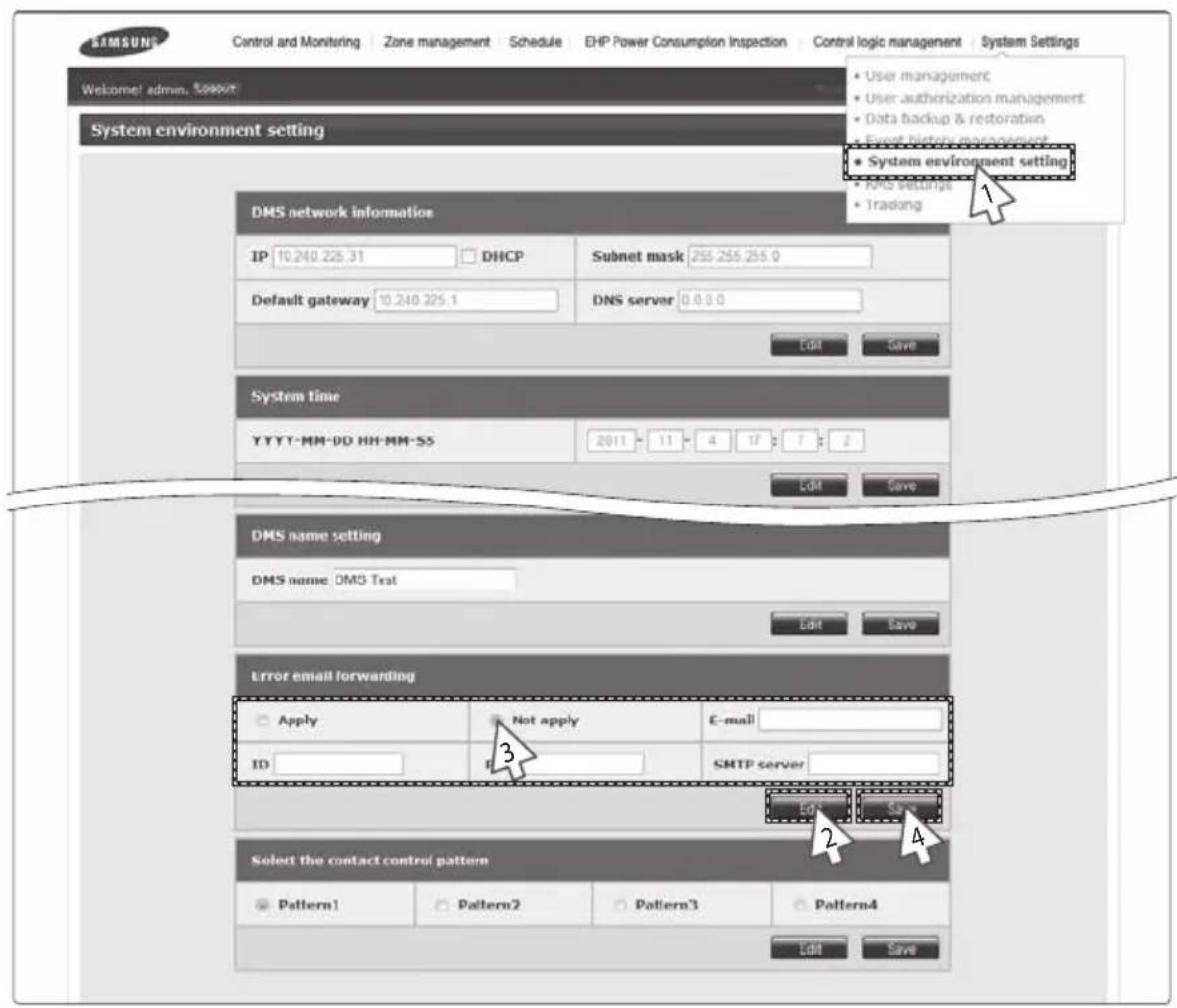 SAMSUNG MIM-B17 - Error Mail Forwarding Setting - 1