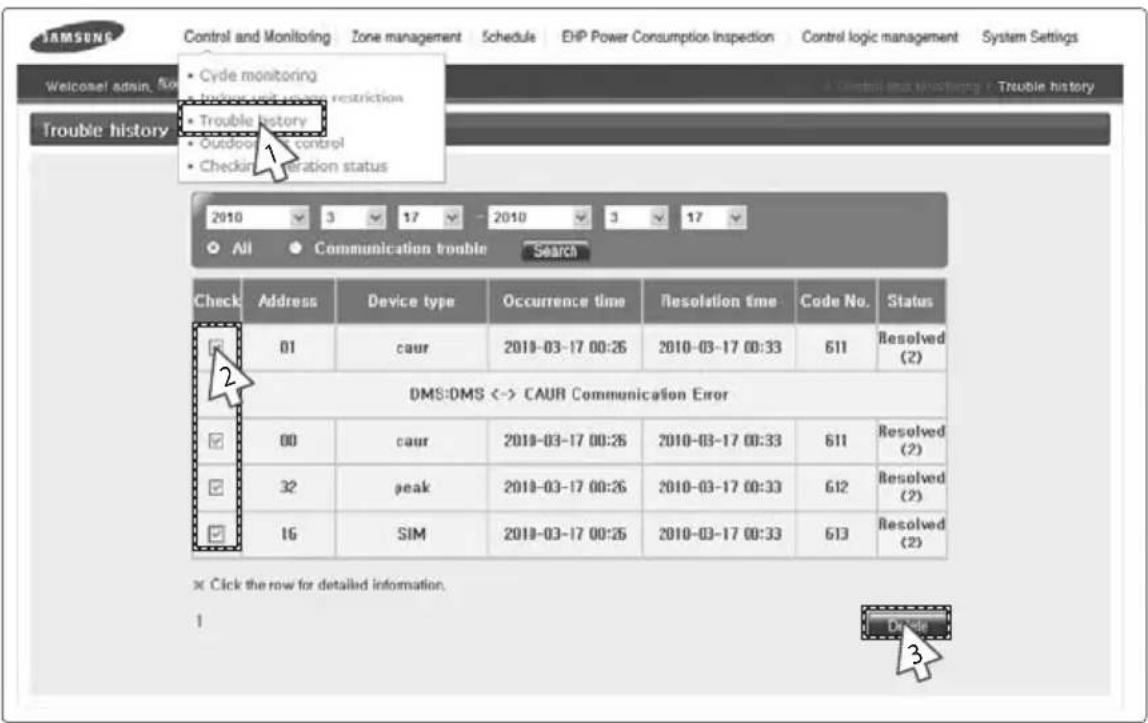 SAMSUNG MIM-B17 - Deleting the Trouble History - 1