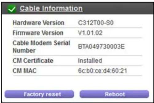 NETGEAR CM500 - To reboot the cable modem: - 1