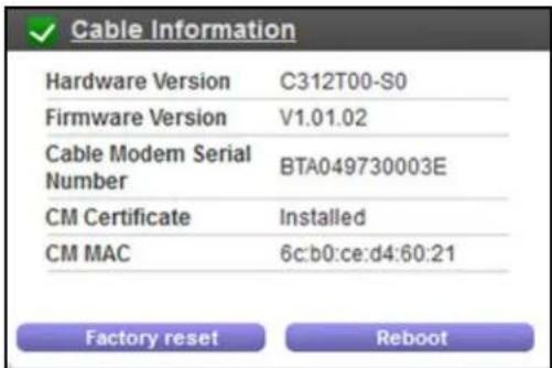 NETGEAR CM500 - To view cable modem status: - 1