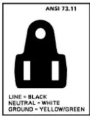 ANSI 73.11 LINE = BLACK NEUTRAL = WHITE GROUND = YELLOW/GREEN