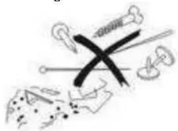 Hand-drawn sketch with crossed black 'X' and surrounding symbols including a skull, gear, and gearbell