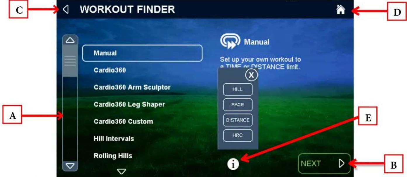 True ES700 - Selecting a Preset Workout: - 1