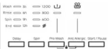 Wash 3h 1200 Rinse 6h 800 Spin 9h 600 End 12h Delay Spin Pre-Wash Anti Allergic Start./Pause
