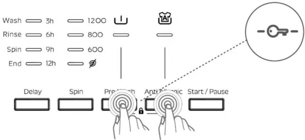 Wash 3h 1200 Rinse 6h 800 Spin 9h 600 End 12h Delay Spin Pre-hash Anti-Logic Start / Pause